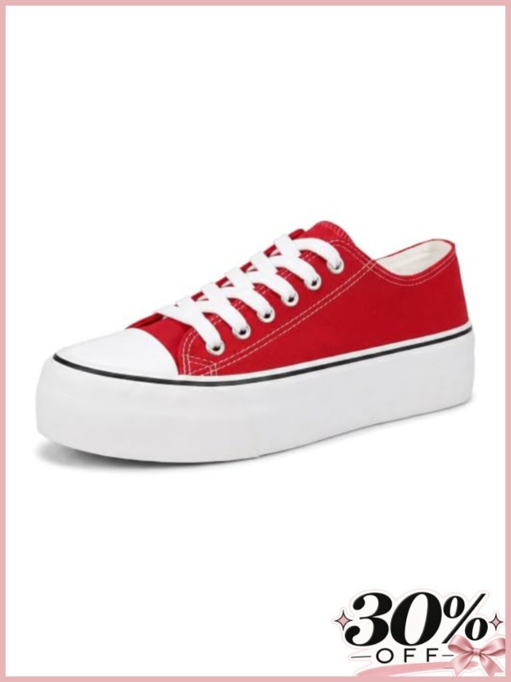 Platform Lace Up Canvas Sneakers Low Top Non Slip Tennis Shoes